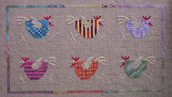 Counted cross stitch pattern stitched with overdyed threads